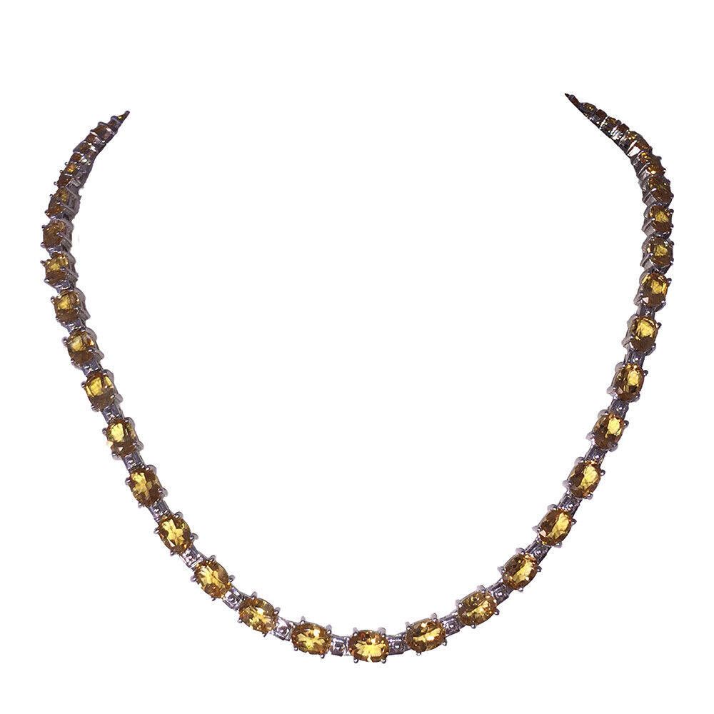 Designer Faceted Citrine Oval Sterling Silver Eternity Necklace Size ONE SIZE - 1 Thumbnail