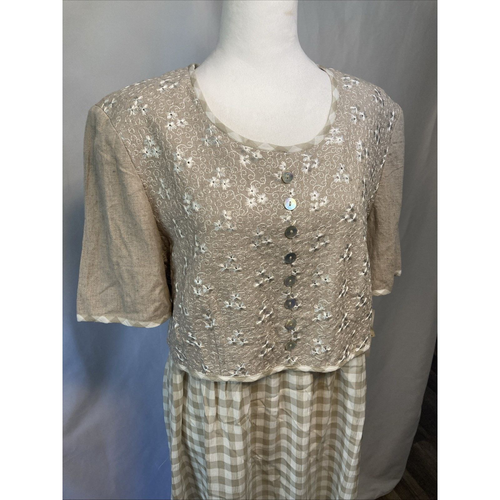 Other Vtg Plaza South Dress Women’s 14 Cottage Gingham Prairie NEW Size XL / US 12-14 / IT 48-50 - 2 Thumbnail