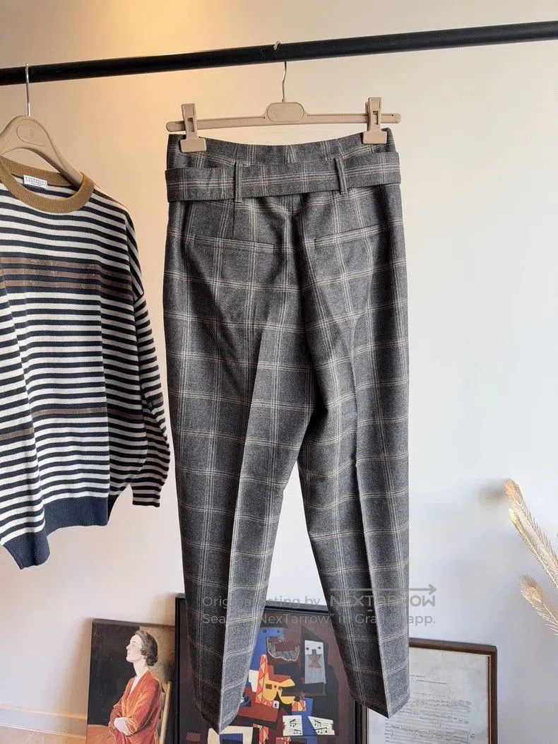 Brunello Cucinelli Brunello Cucinelli Wool Plaid Trousers. Size US 40 / EU 56 - 2 Thumbnail