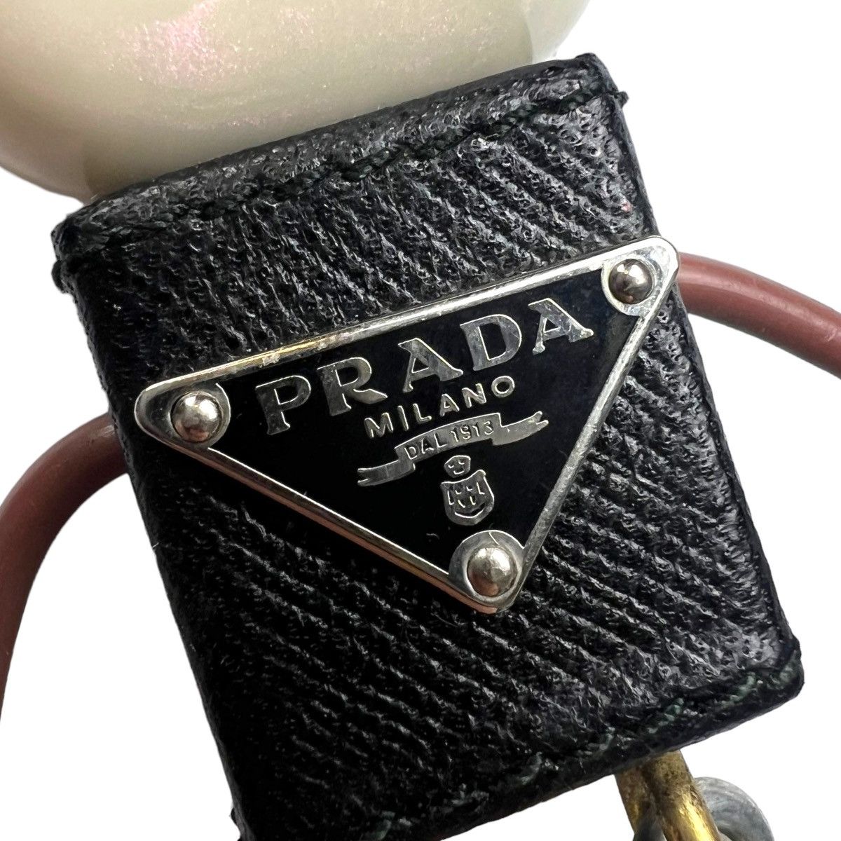 Prada *Good Condition* - Edward Saffiano Keychain - offers Leather & Metal - One Size