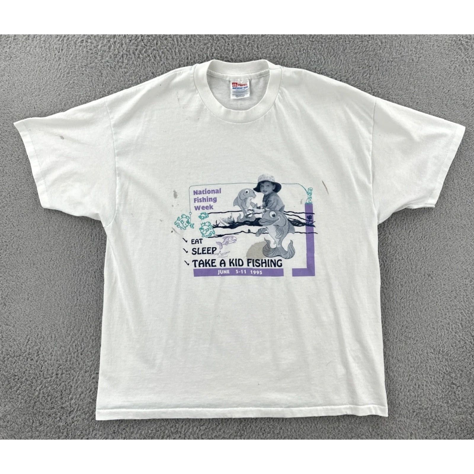 Hanes VINTAGE Hanes Shirt 90s Mens XL White Short Sleeve Crew Neck 50/50 Heavyweight T-Shirt Size US XL / EU 56 / 4 - 2 Thumbnail