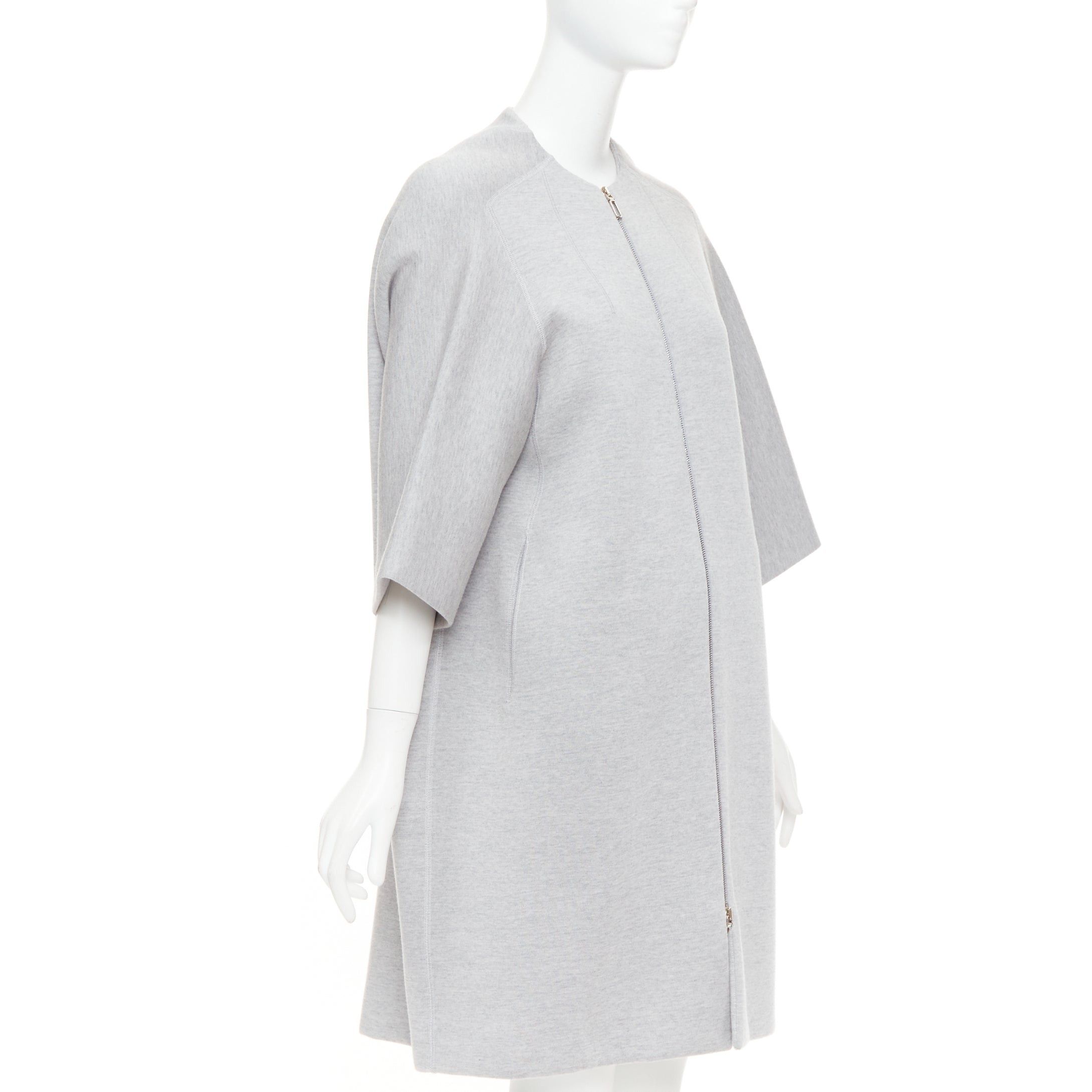 Dior CHRISTIAN DIOR light grey virgin wool blend jersey cocoon half sleeve coat FR36 S Size S / US 4 / IT 40 - 1 Thumbnail