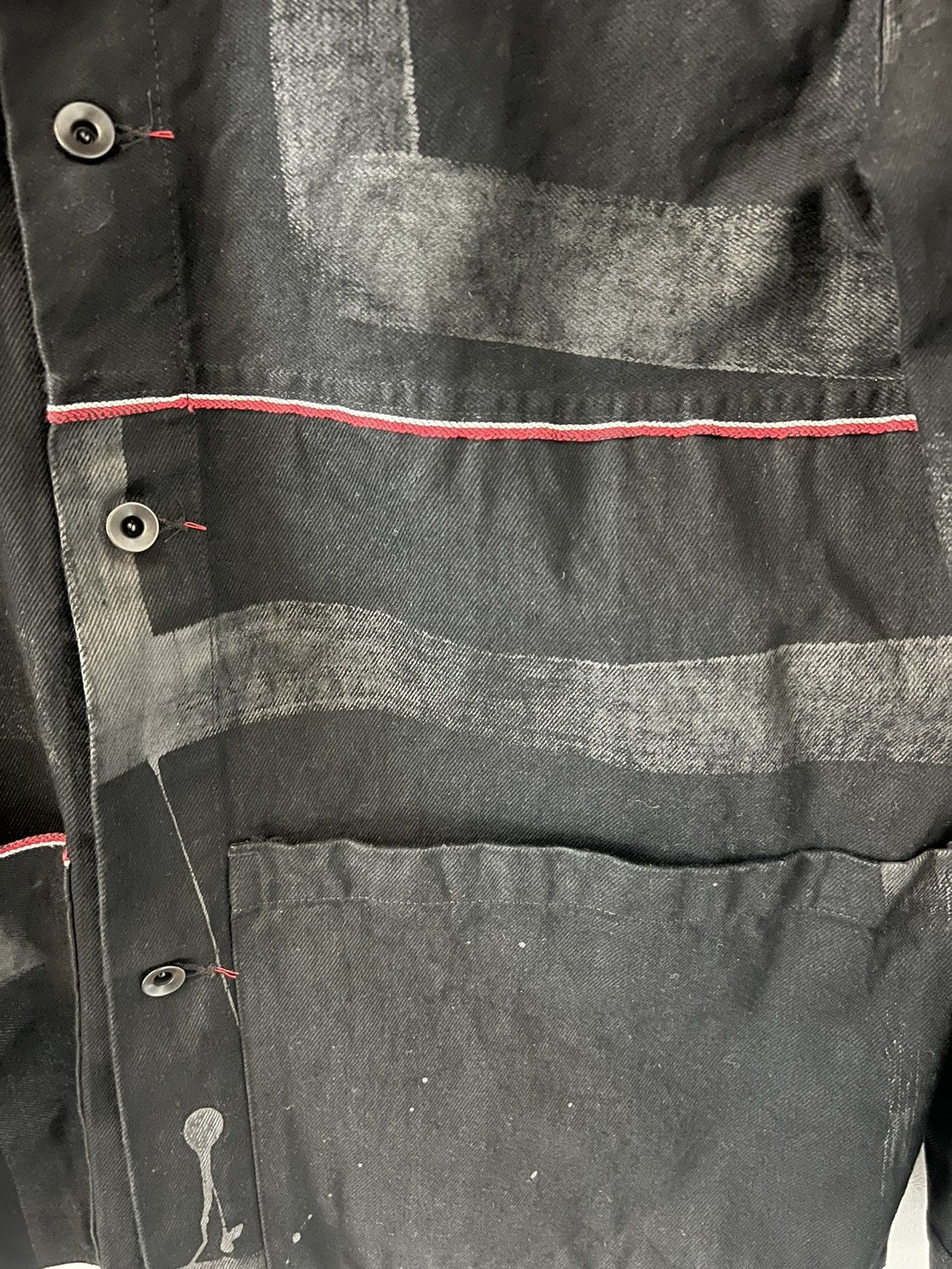 Raleigh Denim Raleigh Denim Black Vidalia Hand Painted Chore Coat - Large Size US L / EU 52-54 / 3 - 5 Thumbnail