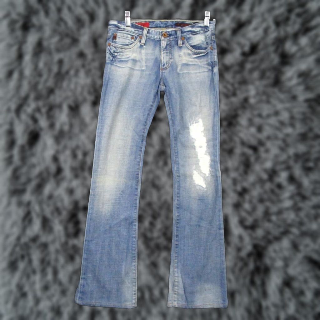 Vintage VINTAGE Adriano Goldschmied Jeans Womens 25 R The Angle Bootcut Blue Acid Wash Distressed Jeans Womens Size 42" / US 20 - 1 Thumbnail