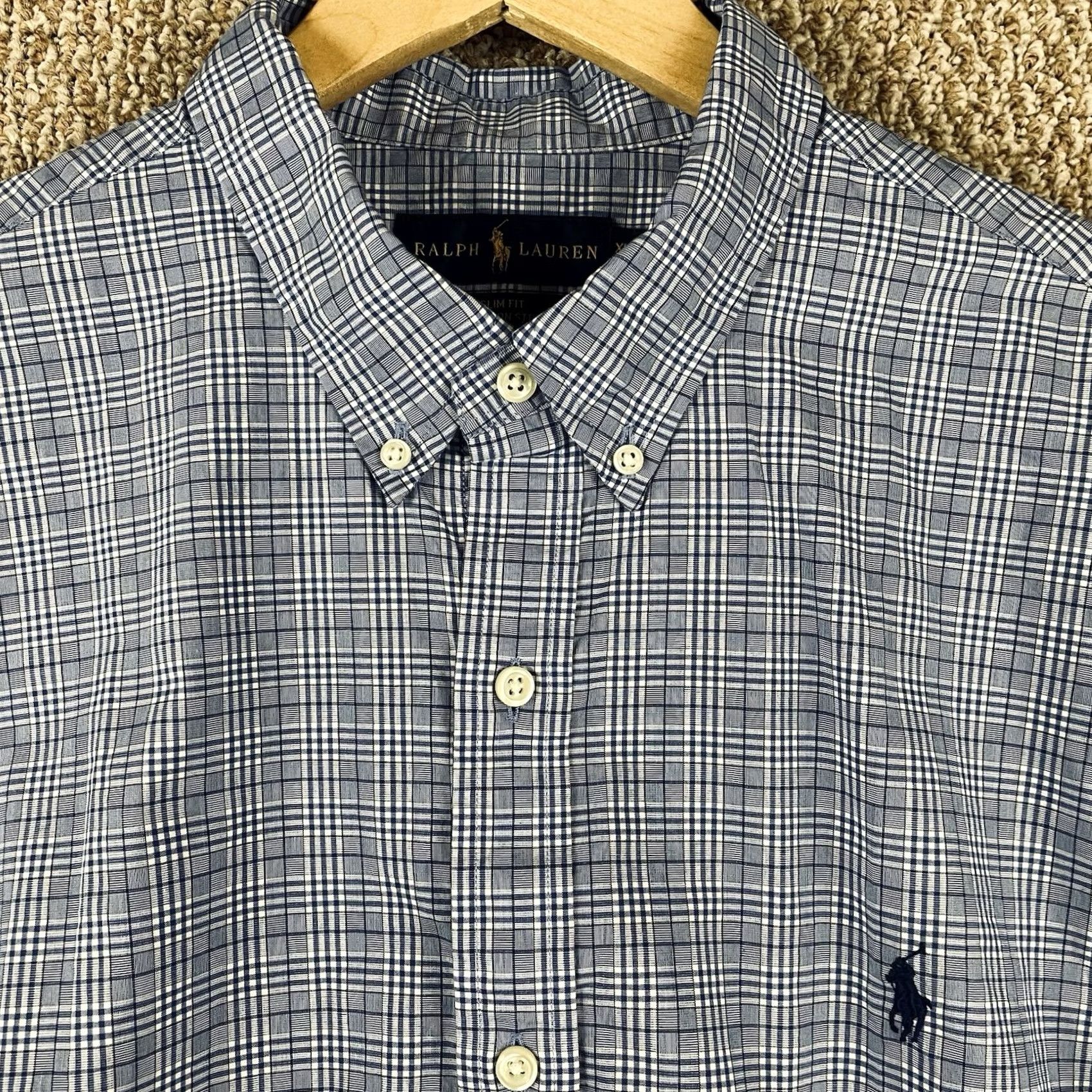 Polo Ralph Lauren Polo Ralph Lauren Shirt Slim Fit XL Blue Plaid Button-Up Men's Size US XL / EU 56 / 4 - 2 Thumbnail