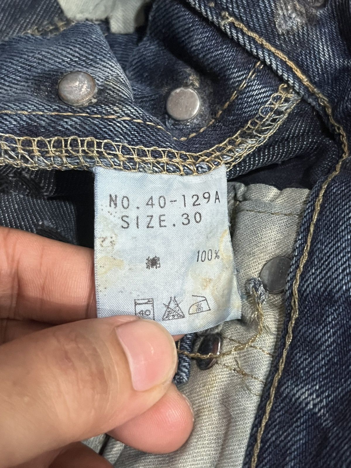 Spellbound Japanese Brand Spellbound Dark Faded Blue Fringe Ripped Jean Size US 30 / EU 46 - 17 Thumbnail