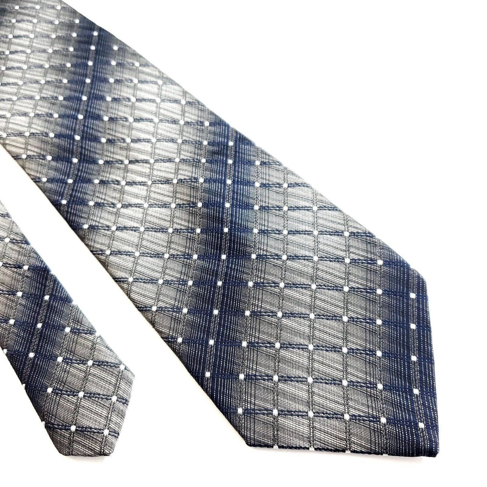 Robert Villini Roberto Villini Collezione Gray Blue Woven Geometric Silk Ti Size ONE SIZE - 1 Thumbnail