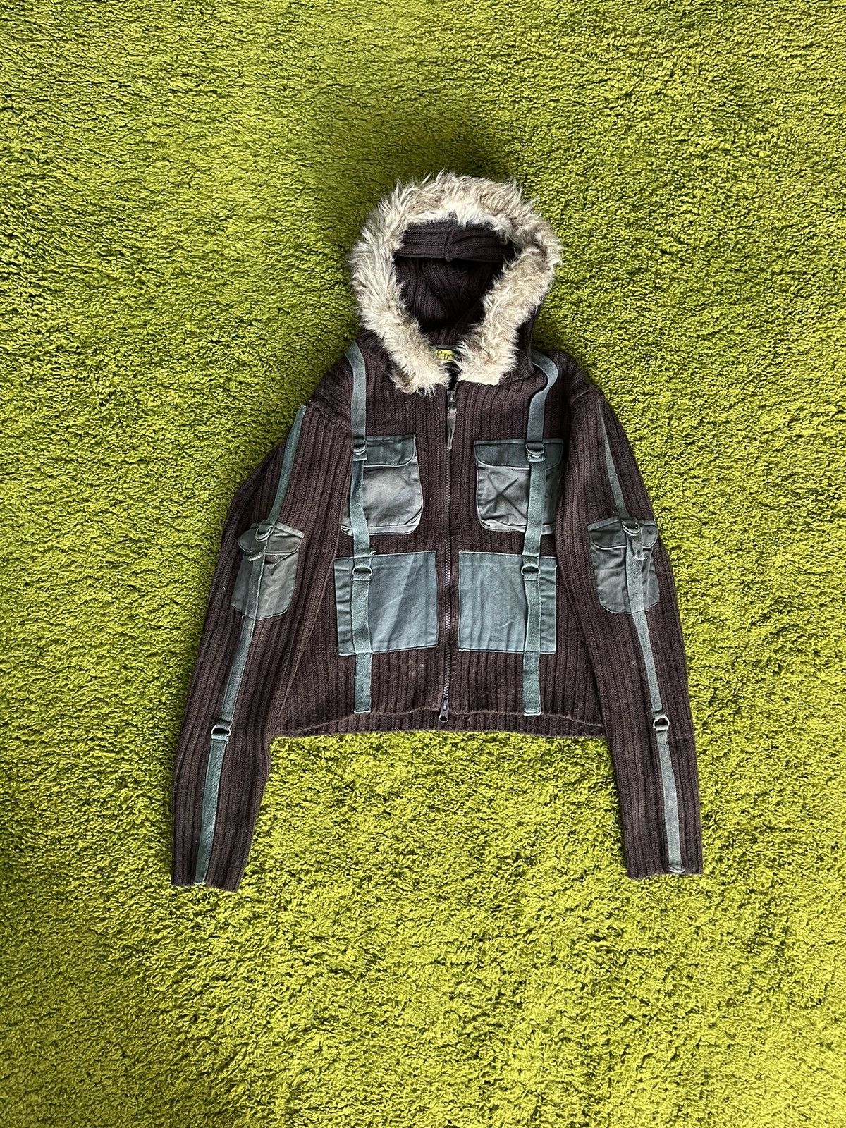 Designer × Vintage Y2K vintage ribbed opium fuzzy fur hood sweater Japanese Size S / US 4 / IT 40 - 1 Thumbnail