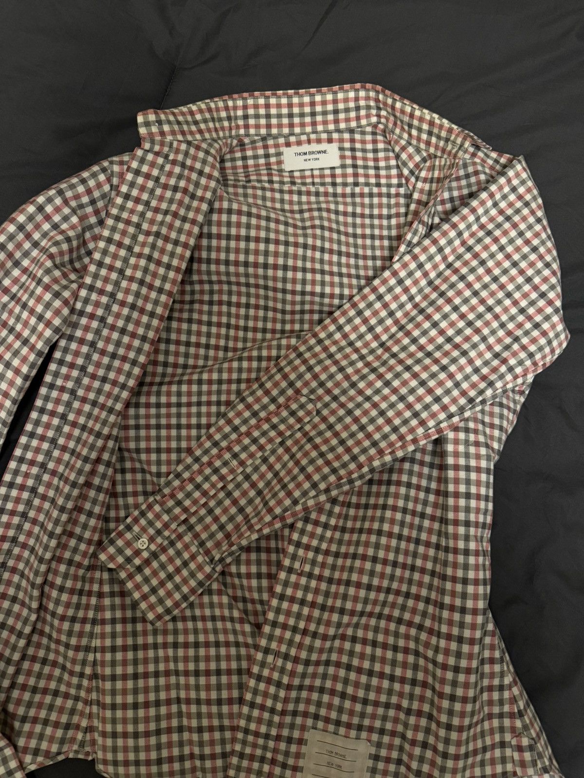 Thom Browne Thom Browne Check Button-Up Shirt (Red/Grey/White) Size US S / EU 44-46 / 1 - 1 Thumbnail