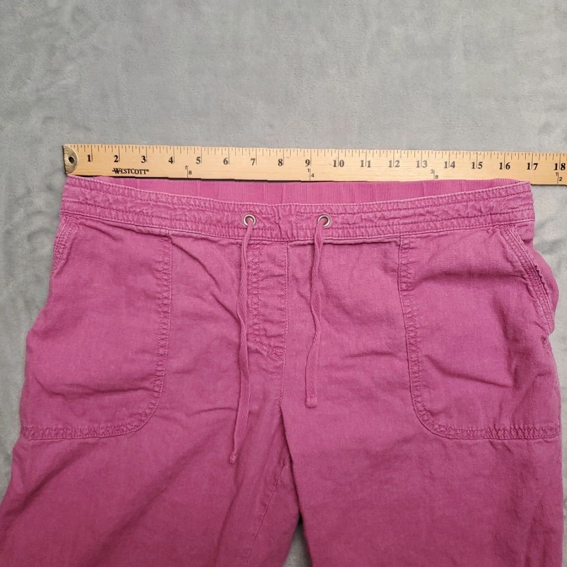 Pinko TU Pants Womens 12 Pink Linen Viscose Cropped Drawstring Boho Minimalist Coastal Pants Size 34" / US 12 / IT 48 - 7 Thumbnail