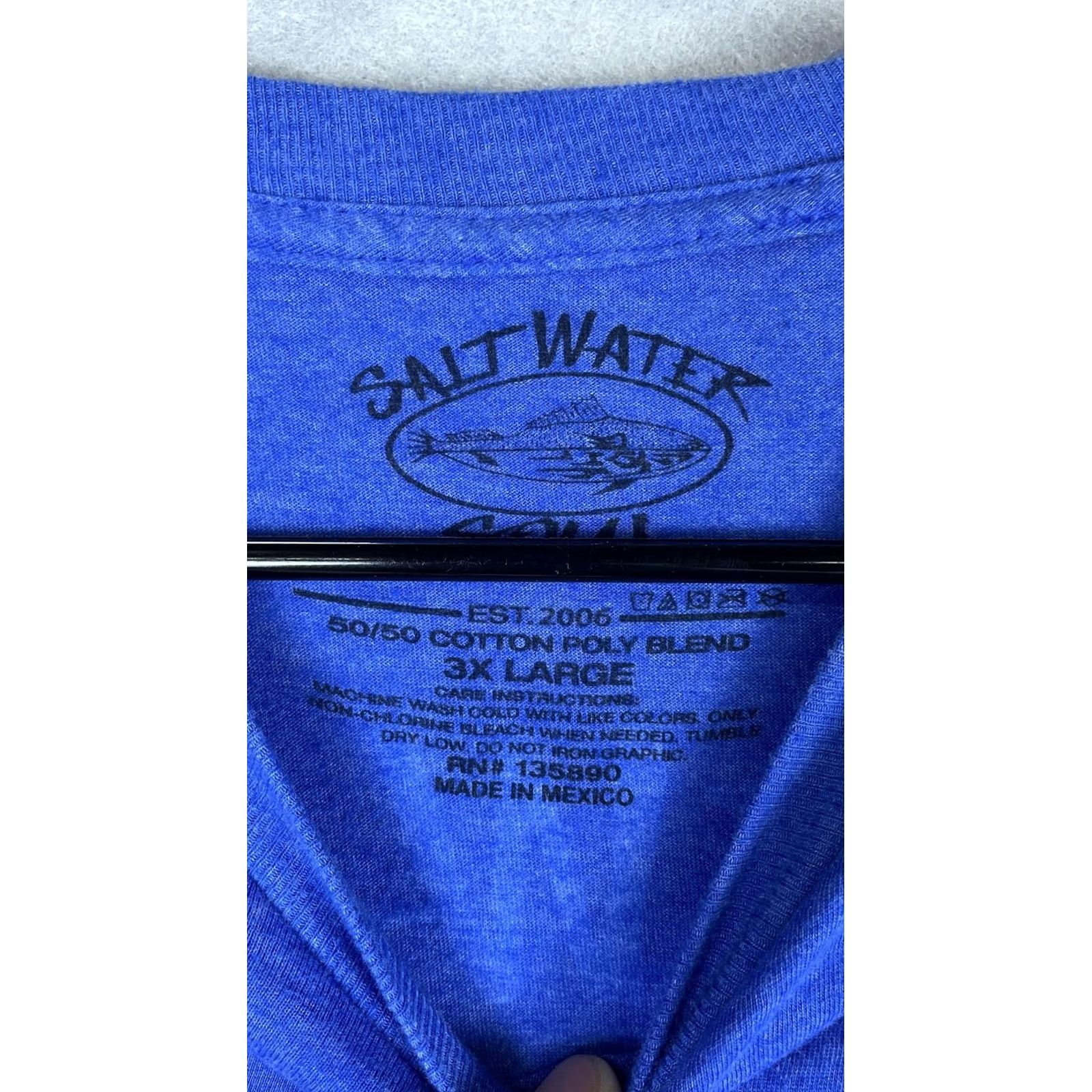 Vintage Salt Water Soul Shirt Mens 3XL Blue Fish Logo Graphic Tee Beach T-Shirt Size US XXL / EU 58 / 5 - 3 Thumbnail