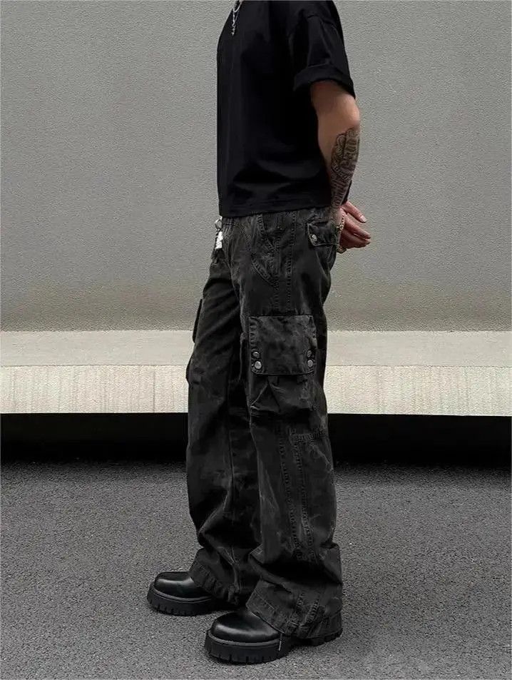 Japanese Brand Black multi pocket straight leg jeans Size US 32 / EU 48 - 3 Thumbnail