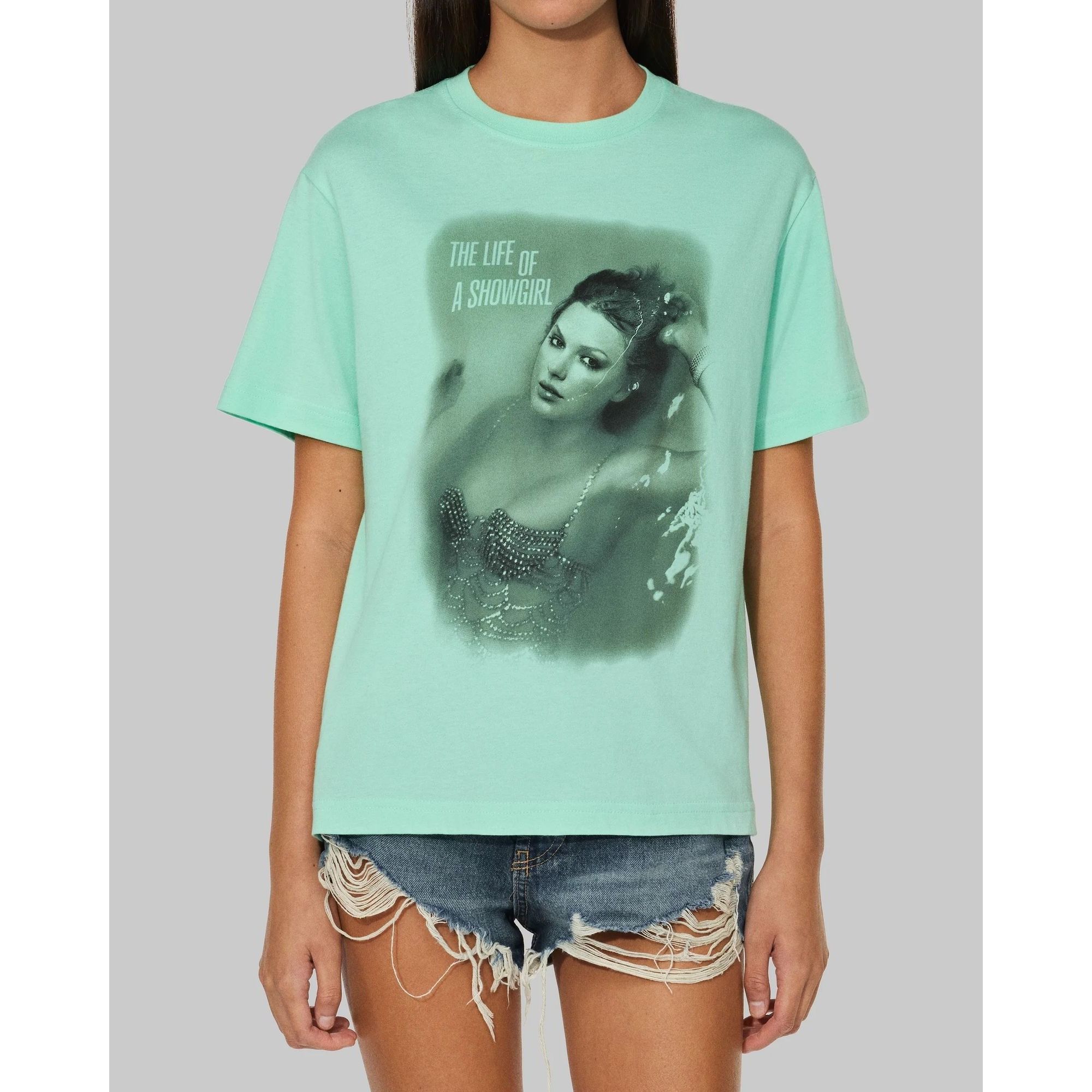 Band Tees NEW TAYLOR SWIFT THE LIFE OF A SHOWGIRL TEAL TEE MEDIUM Size M / US 6-8 / IT 42-44 - 1 Thumbnail