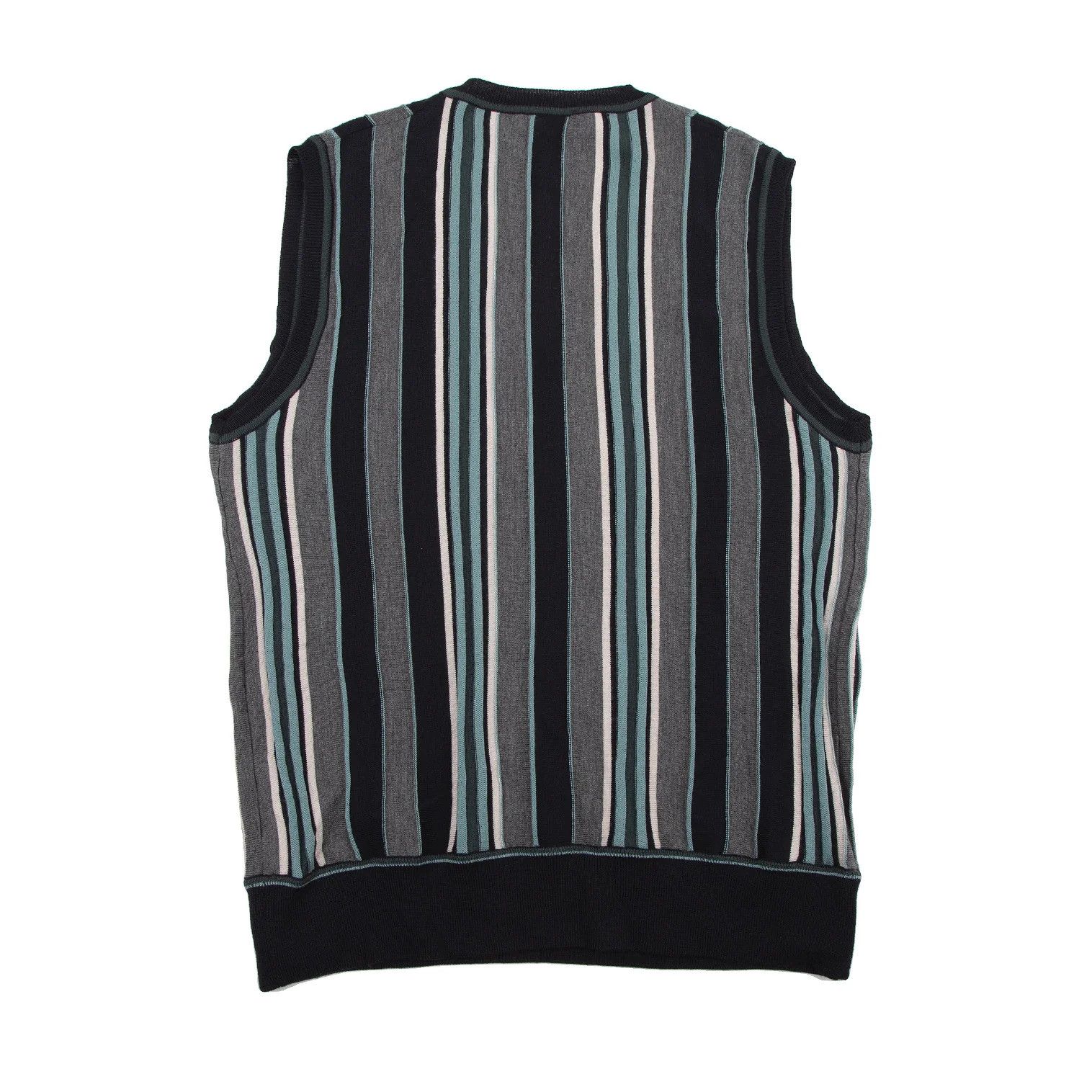 Etro Wool Stripe V-Neck Knit Vest in Gray and Navy XXL Size US XXS / EU 40 - 11 Thumbnail