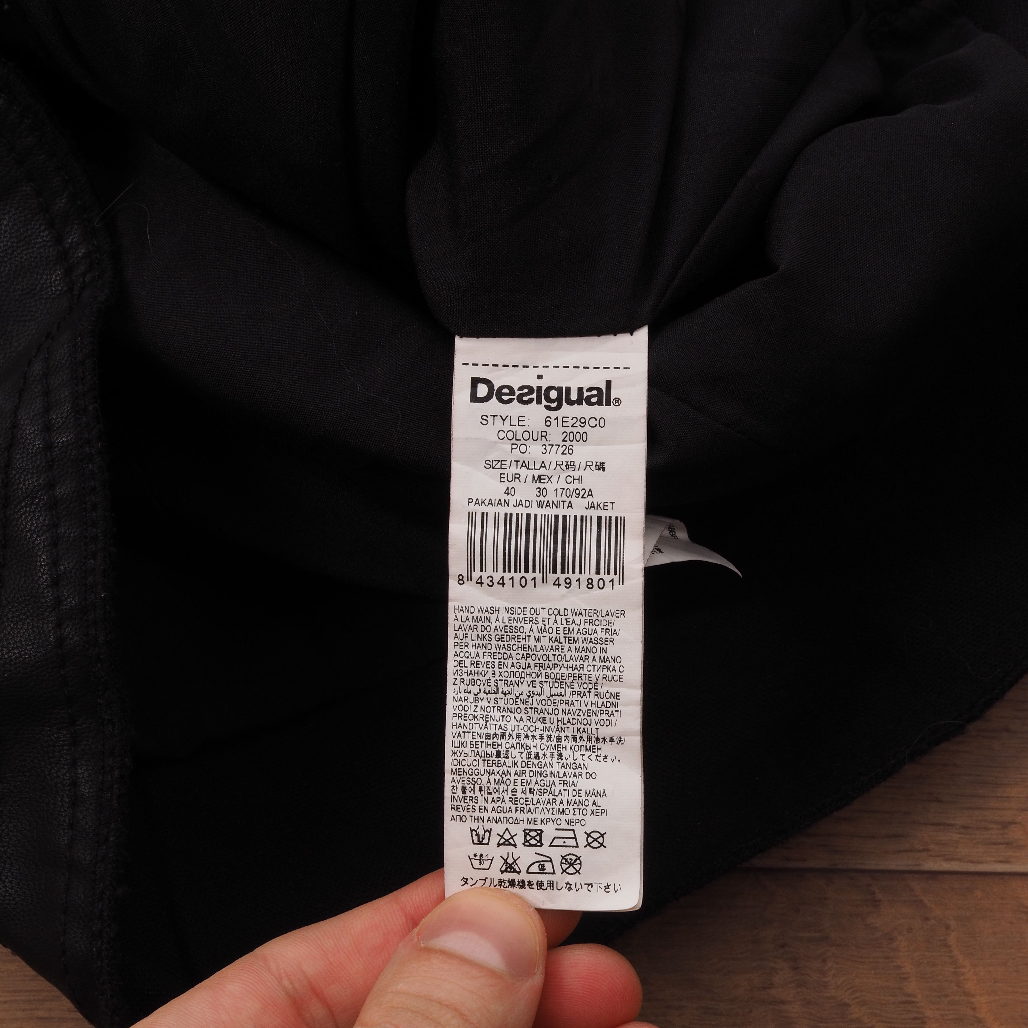 Desigual Desigual Black Faux Leather Embroidered Moto Biker Jacket Size M / US 6-8 / IT 42-44 - 5 Thumbnail
