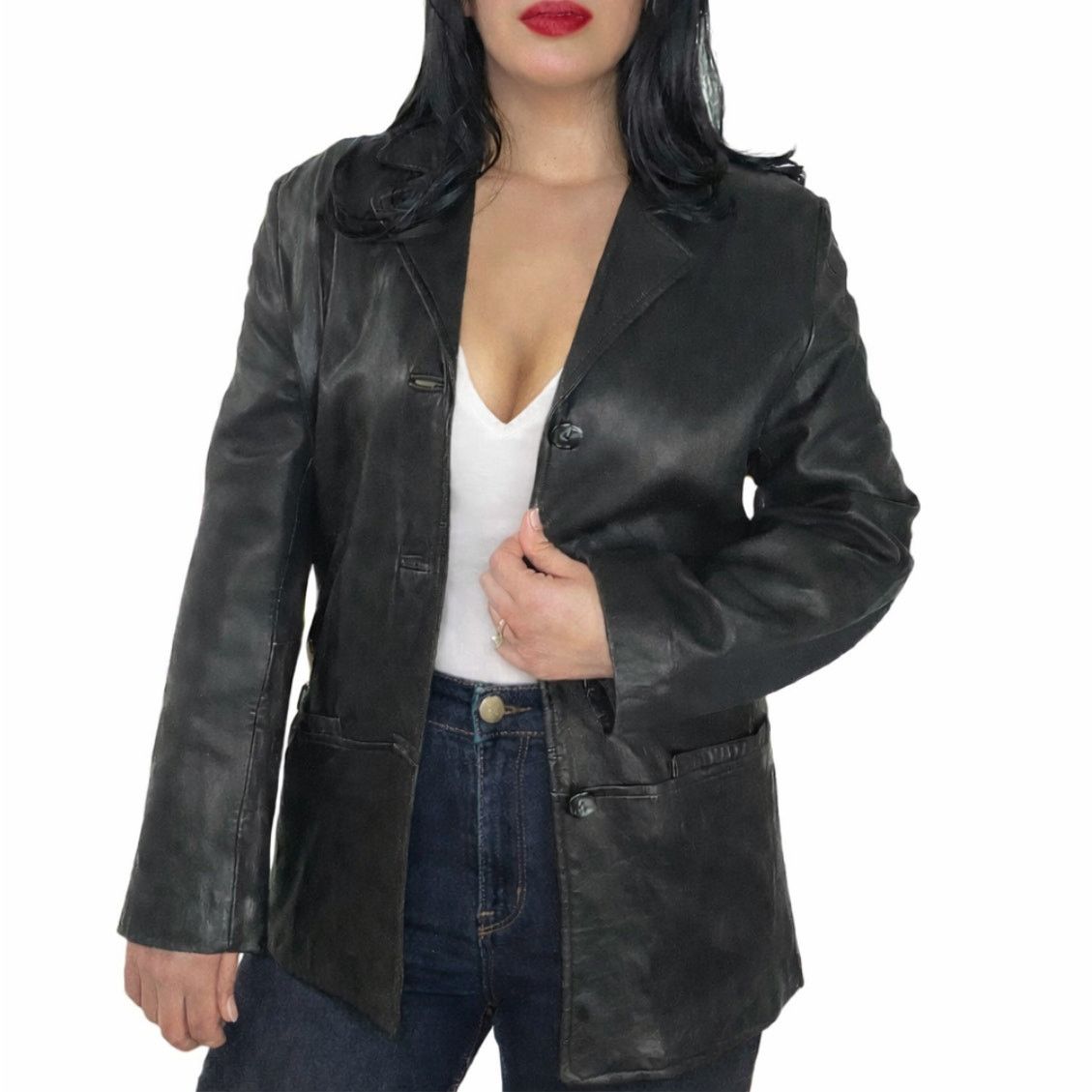 Vintage 90s Vintage Black Vintage Leather Jacket Medium Biker Size M / US 6-8 / IT 42-44 - 1 Thumbnail