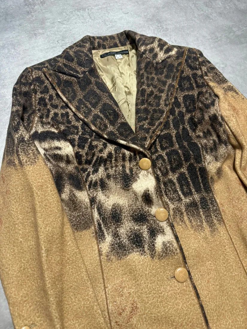 Roberto Cavalli × Vintage AW2002 Roberto Cavalli Leopard Print Beige Wool Trench Coat Size XS / US 0-2 / IT 36-38 - 3 Thumbnail