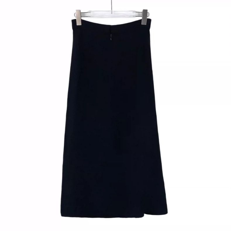 Chanel Chanel Black logo silk straight long skirt Size 24" / US 00 / IT 34 - 2 Thumbnail