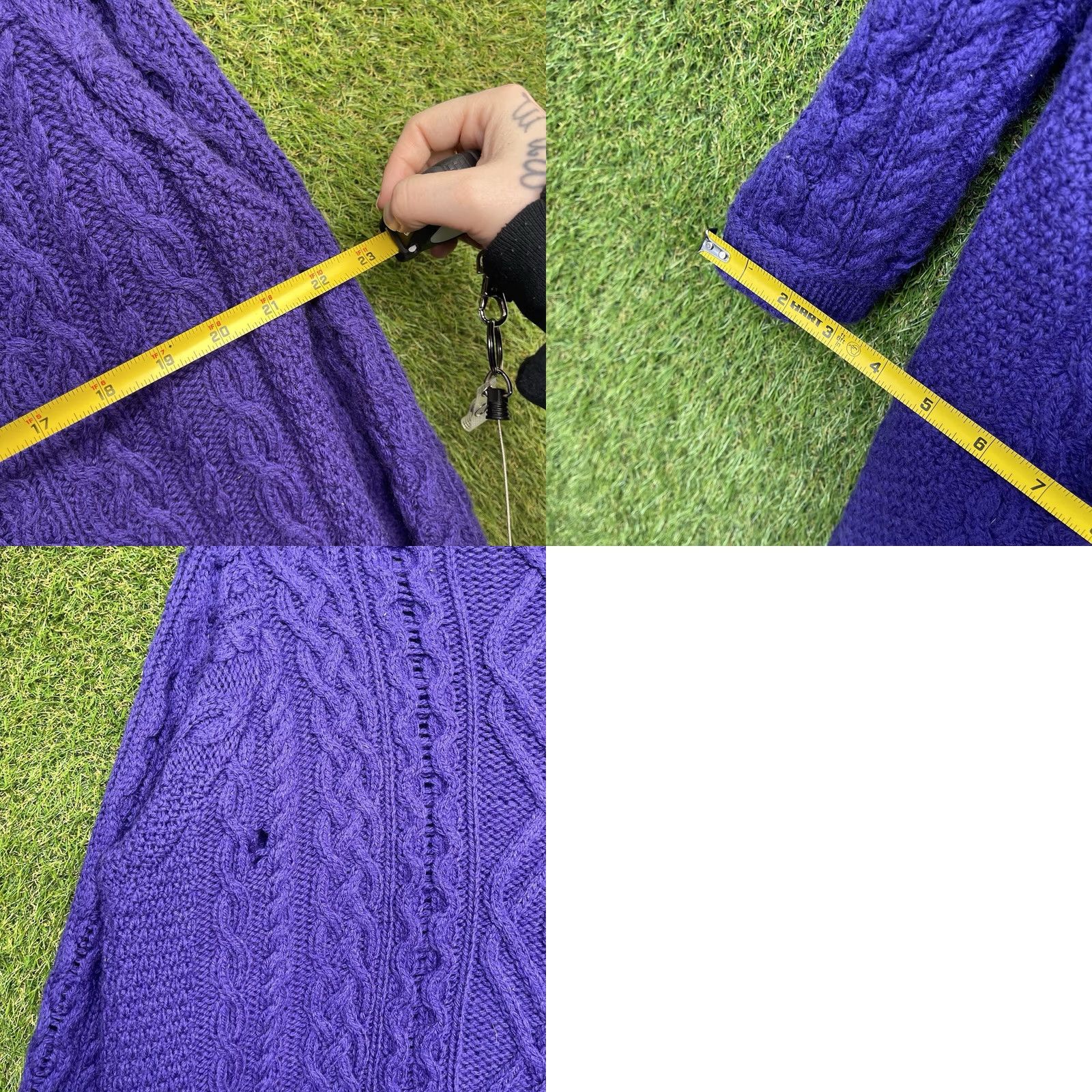 Vintage Aran Crafts Cardigan Sweater Womens XL 100% Merino Wool Purple Knit 90s Ir​ish Vintage? (But must be exact) Size XL / US 12-14 / IT 48-50 - 8 Thumbnail