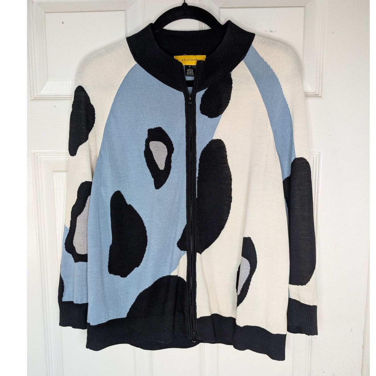 St. John St. John Yellow Label Geometric Knit Zip Up Bomber Sweater Size M / US 6-8 / IT 42-44 - 1 Thumbnail