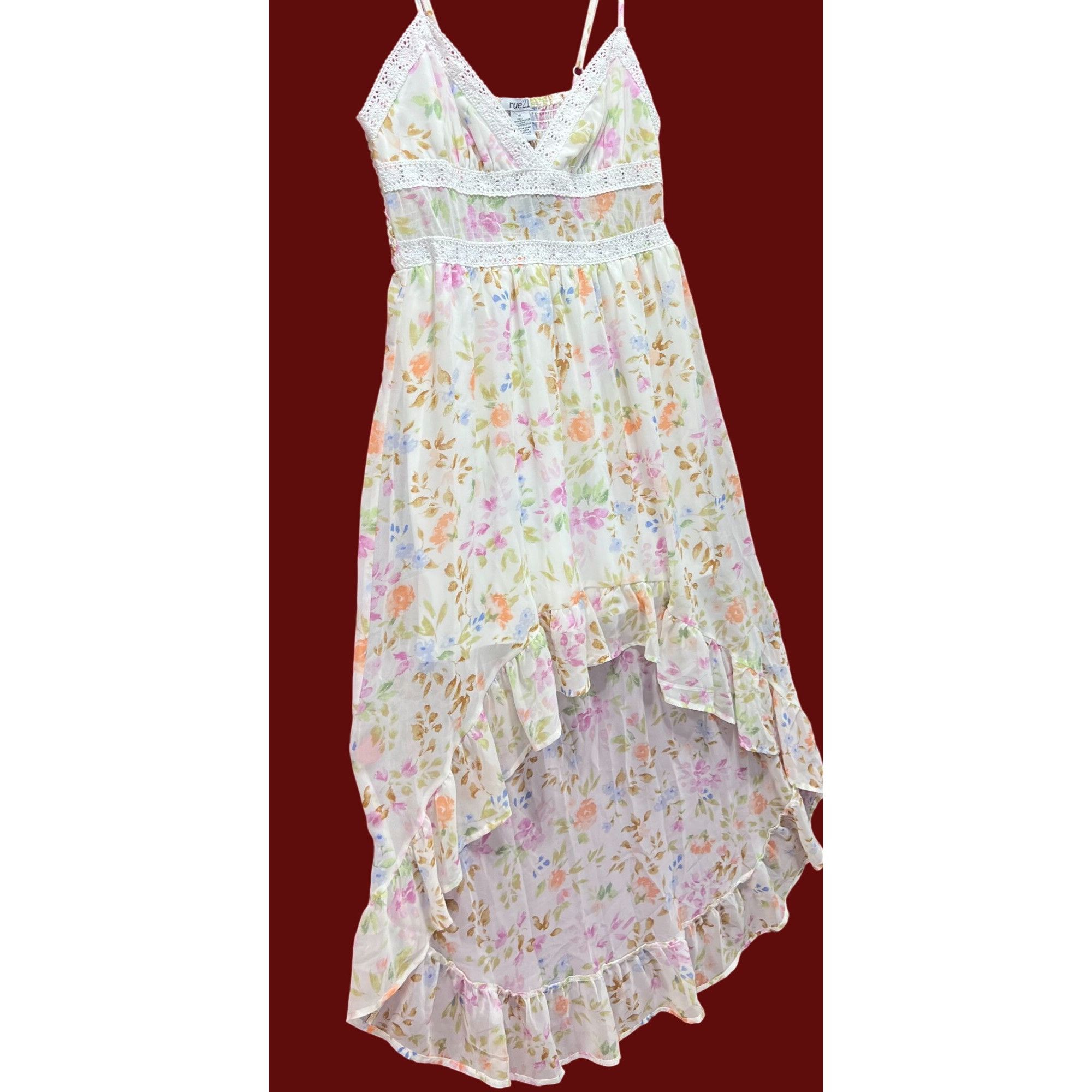 rue21 Rue 21 - Women's Summer Sleeveless High Low Hem Ruffle Flora Size M / US 6-8 / IT 42-44 - 23 Thumbnail