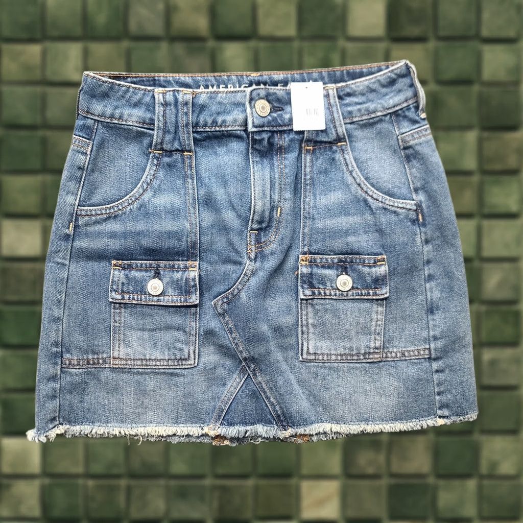 American Eagle Outfitters American Eagle Outfitters Denim Mini Skirt Womens 00 Hi-Rise Festival Regular Fit Blue 90s Skirt Short Womens Size 24" / US 00 / IT 34 - 1 Thumbnail