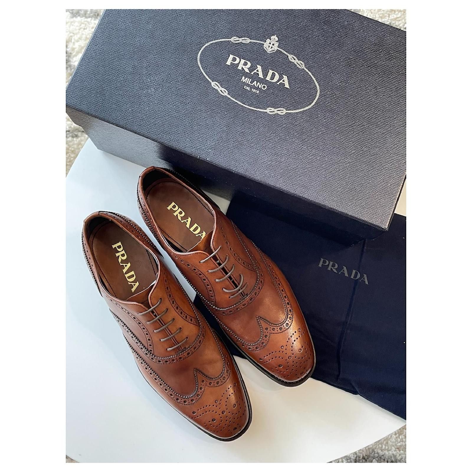 Prada o1mt1gz0225 Oxford Lace Up Shoes in Brown Size US 9 / EU 42 - 2 Thumbnail