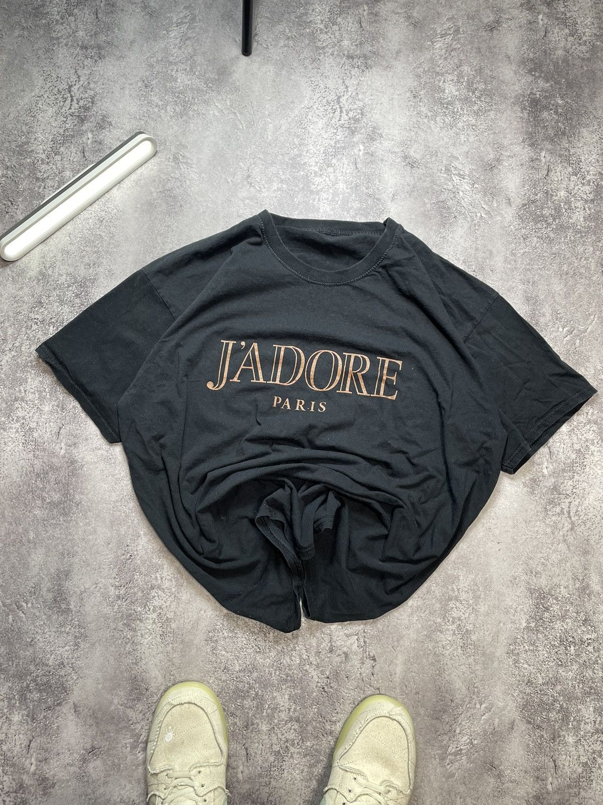Fruit Of The Loom J'adore Paris Vtg Faded Black 00s Streetwear Tee Size US XL / EU 56 / 4 - 1 Thumbnail