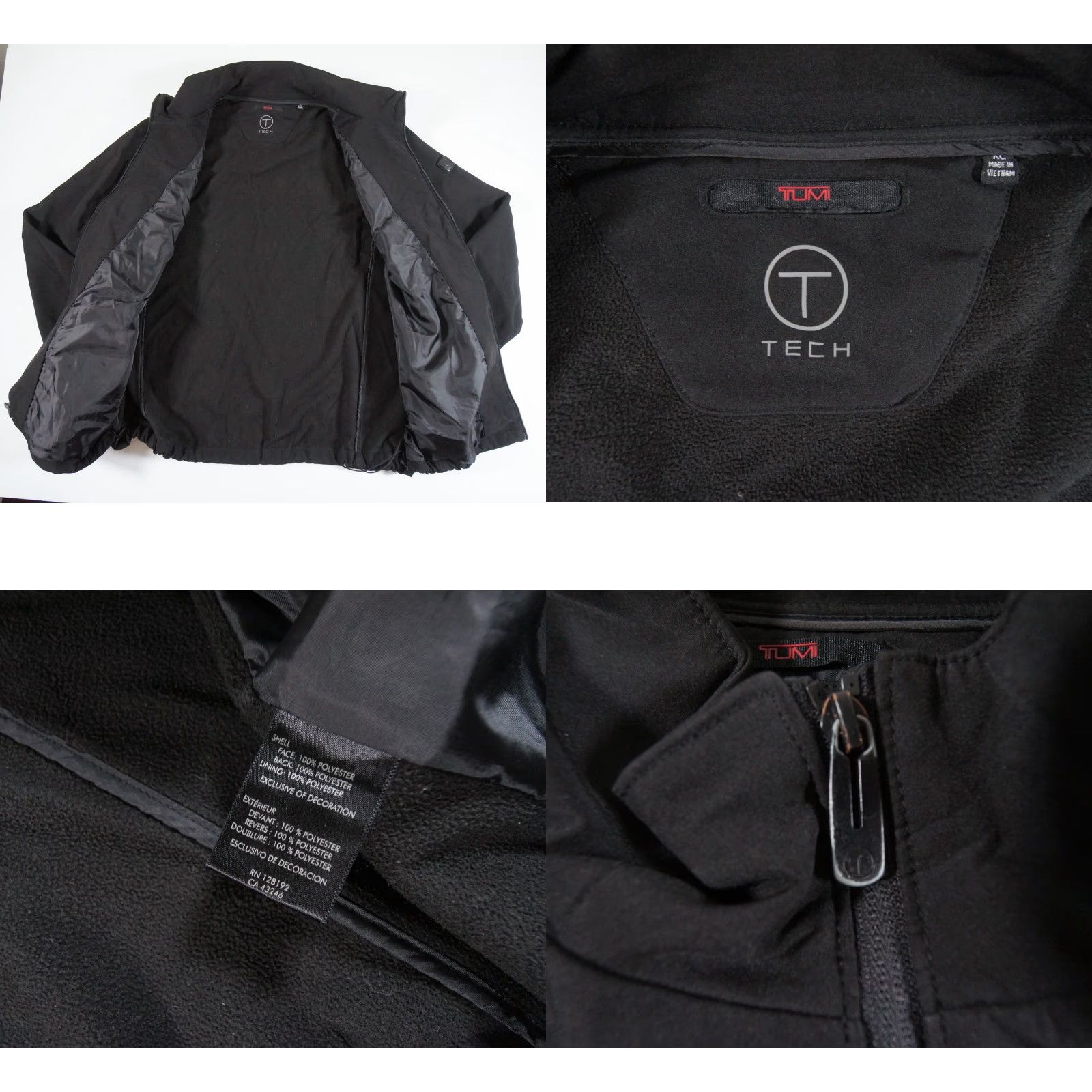 Tumi Tumi Tech Men’s Jacket XL Black Fleece Lined Bomber Zip Stand-Up Collar Outdoor Regular Fit Adult XL Mens Jacket Black Tech Size US XL / EU 56 / 4 - 8 Thumbnail