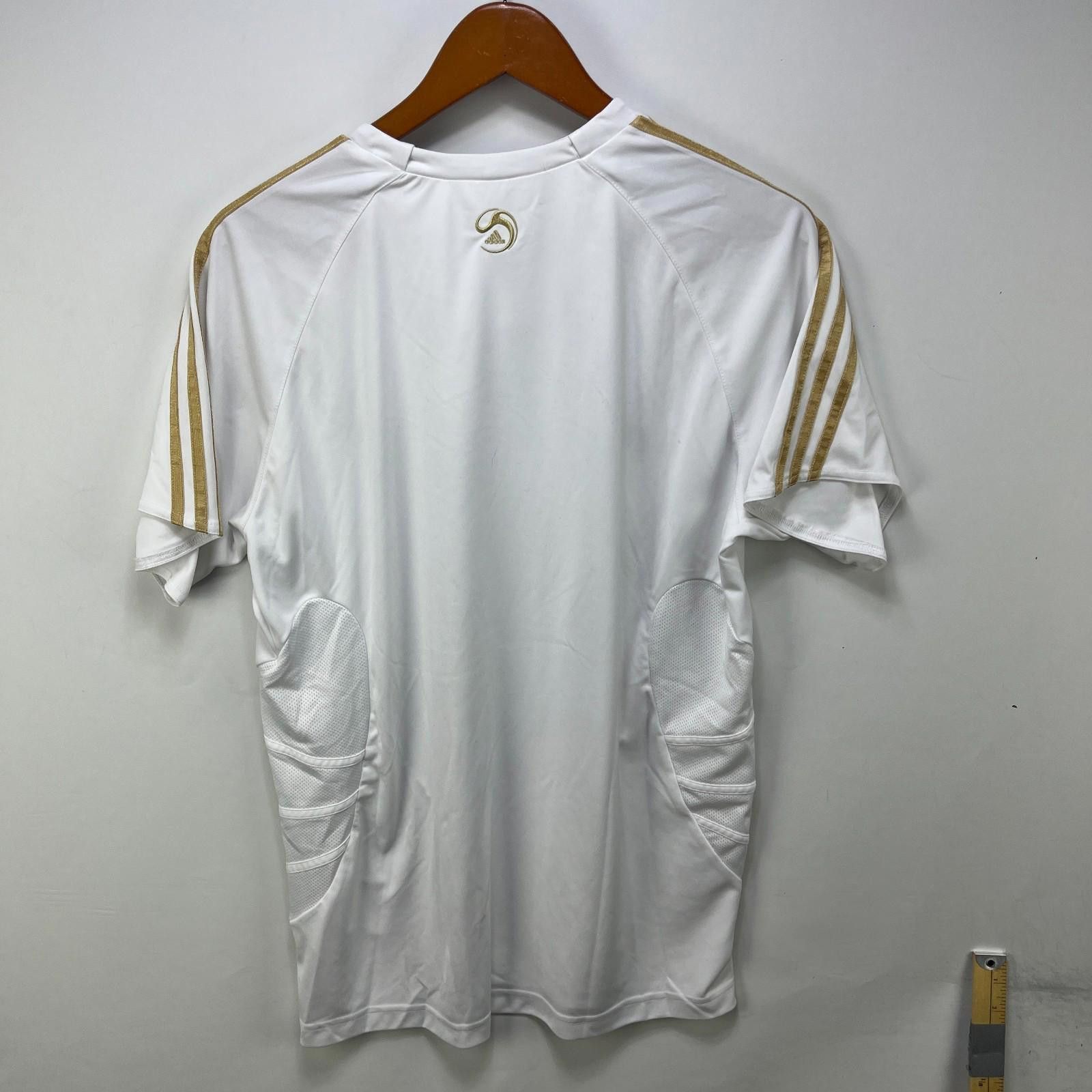 Adidas Vintage Adidas Training Jersey White Gold Soccer Shirt XL Size ONE SIZE - 9 Thumbnail