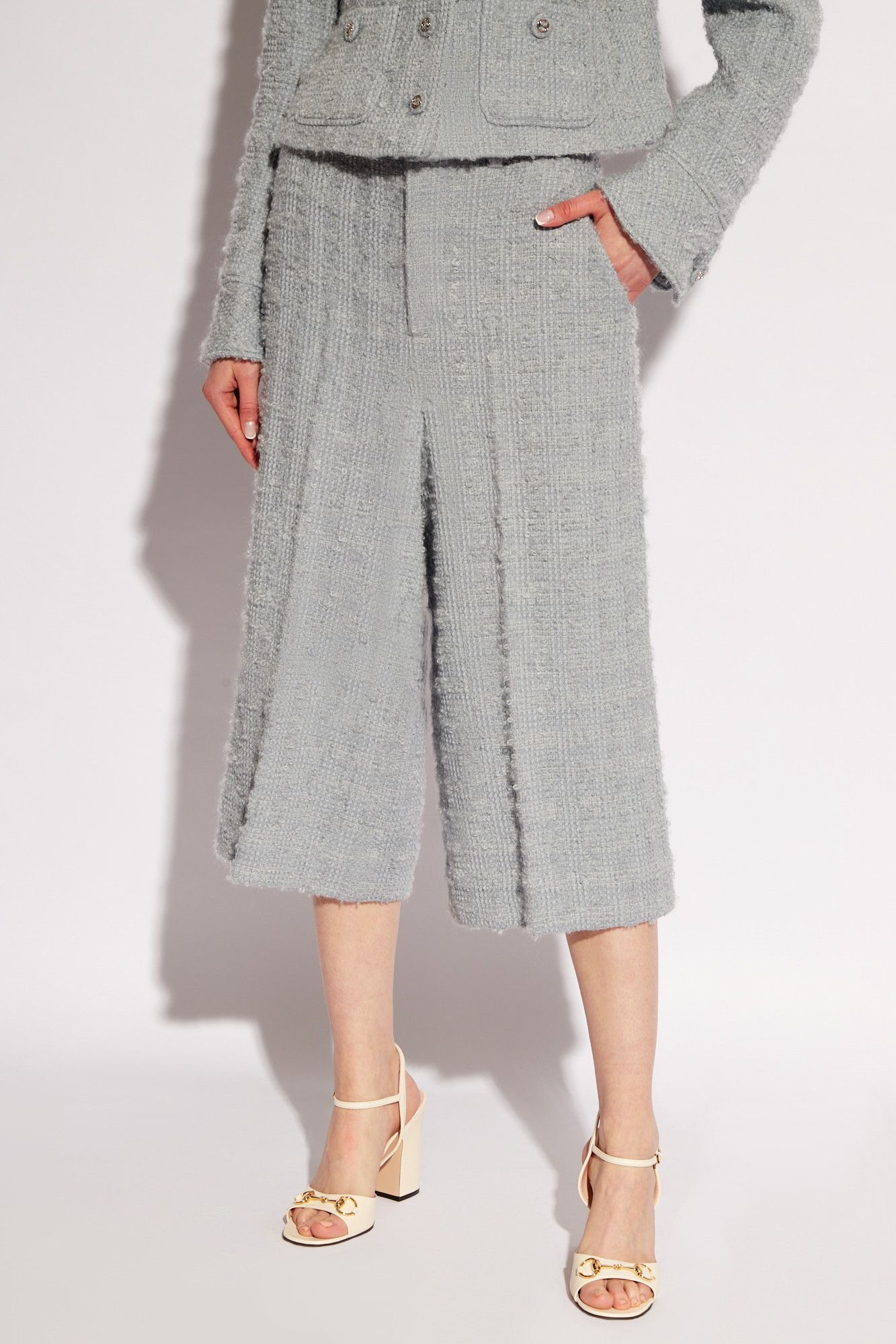 Gucci o1la5ras0526 Wool Tweed Trouser in Light Blue Size 26" / US 2 / IT 38 - 3 Thumbnail