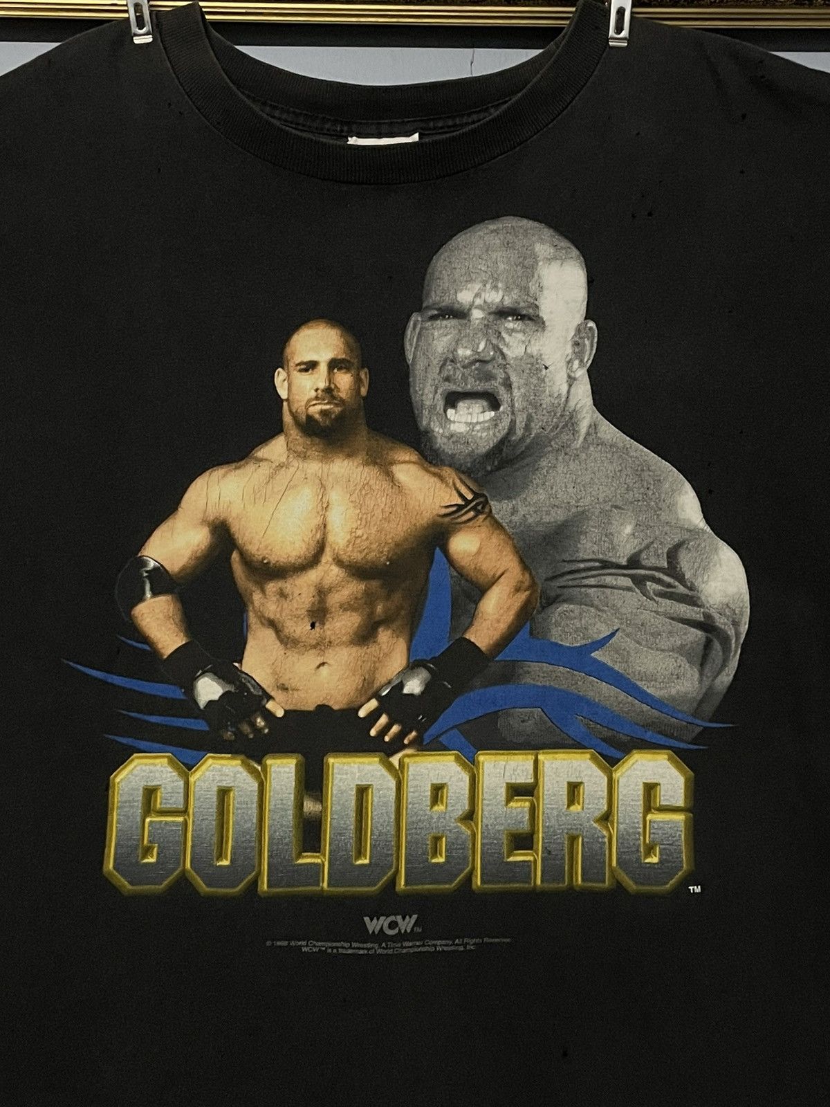 WWE Vintage 1998 Iconic WWE Goldberg Big Print Distressed Tshirt Size US L / EU 52-54 / 3 - 3 Thumbnail