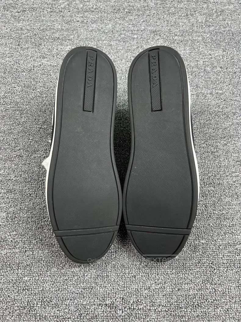 Prada Prada Black and White Triangle Logo Low-Top Sneakers. Size US 6.5 / EU 39-40 - 5 Thumbnail