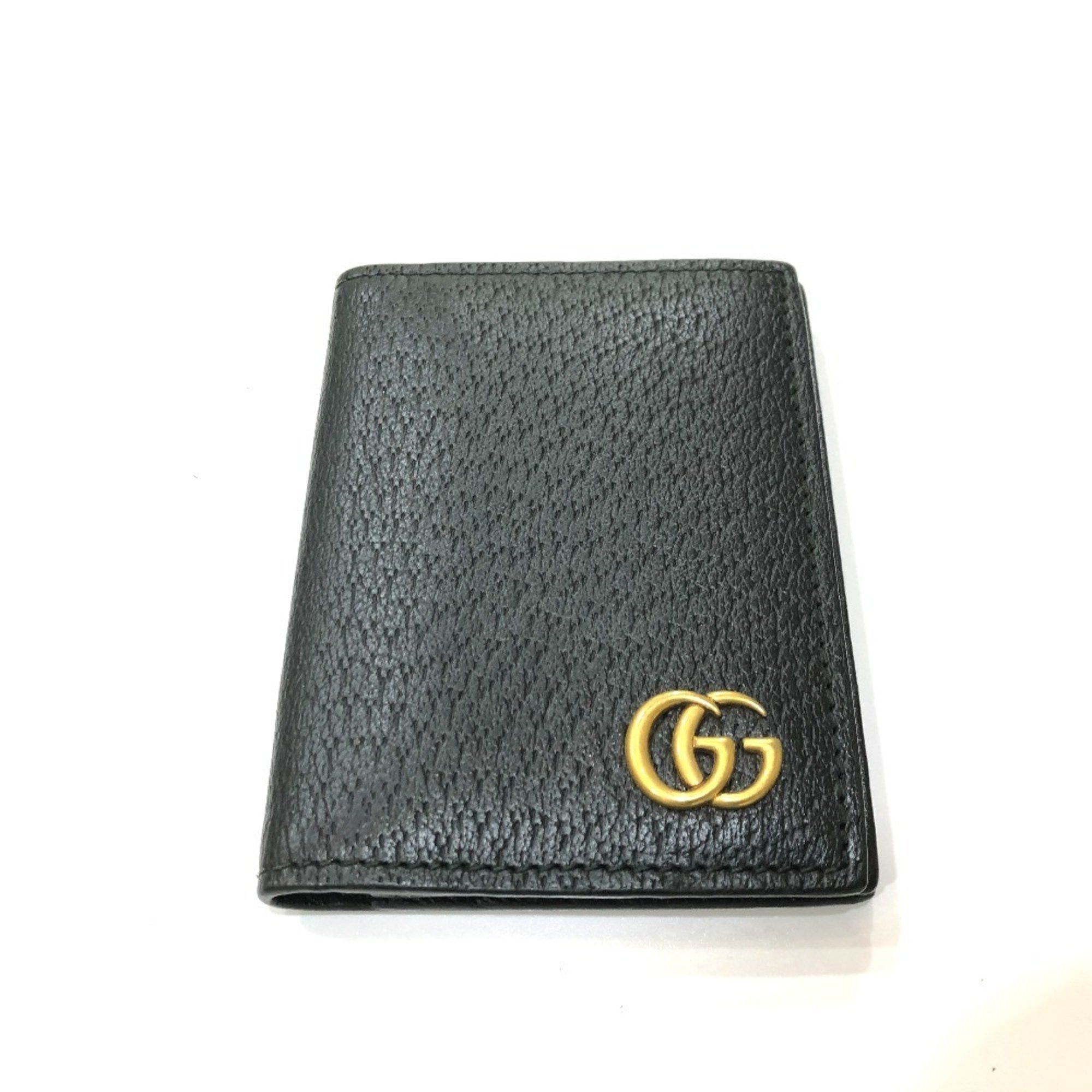 Gucci GUCCI 428737 GG Marmont IC Case, Business Card Leather, Women's, Black Size ONE SIZE - 1 Thumbnail