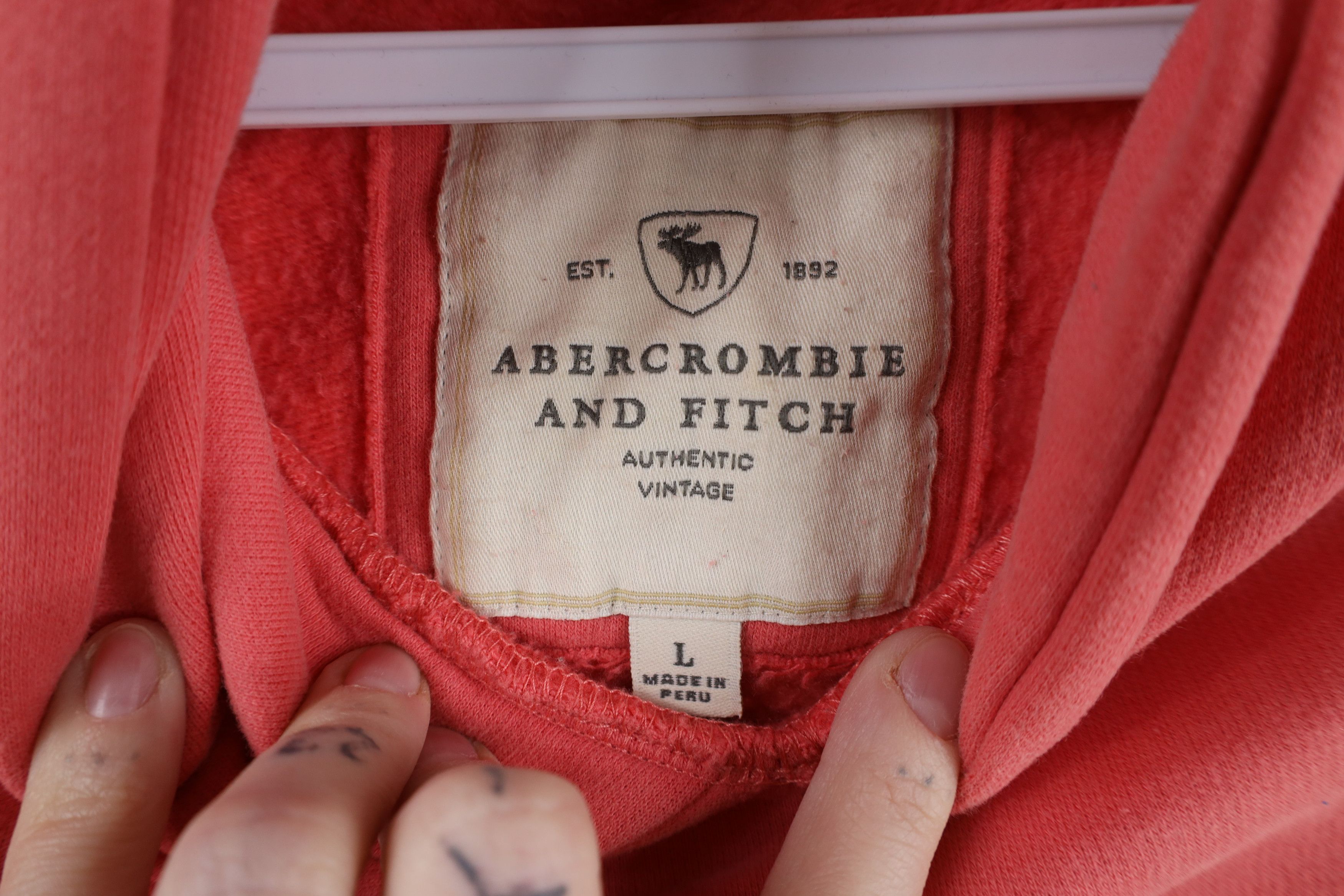 Abercrombie & Fitch × Vintage Vintage 90s Y2k Abercrombie Spell Script Cropped Hoodie Pink Size L / US 10 / IT 46 - 9 Thumbnail