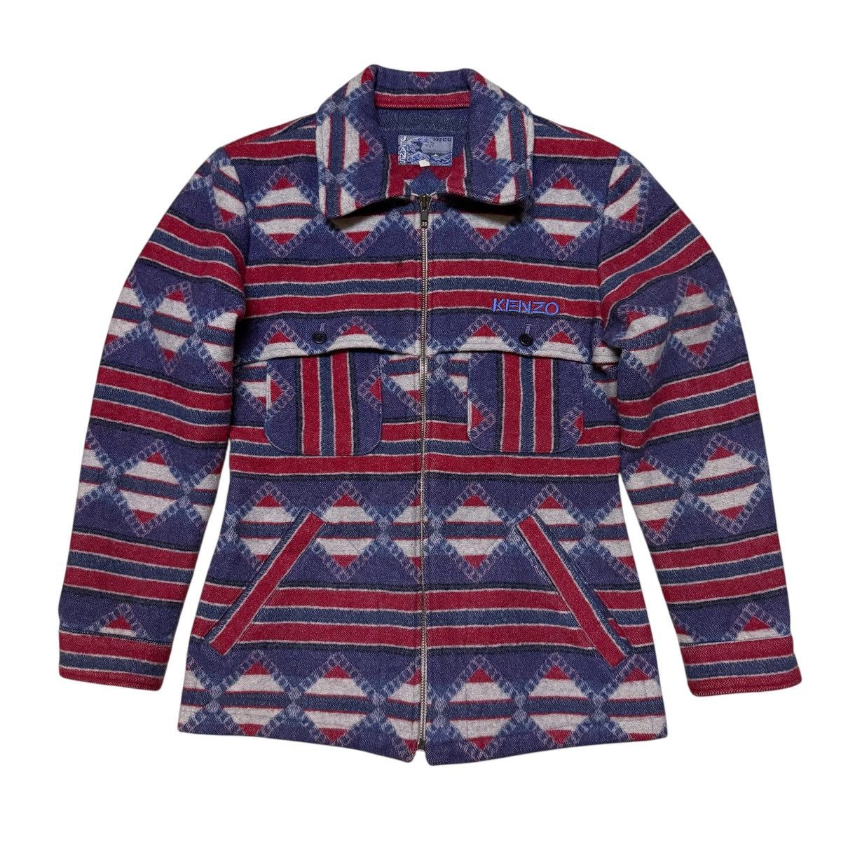 Kenzo Kenzo Navajo Motive Zipper Wool Jacket Size US S / EU 44-46 / 1 - 1 Thumbnail