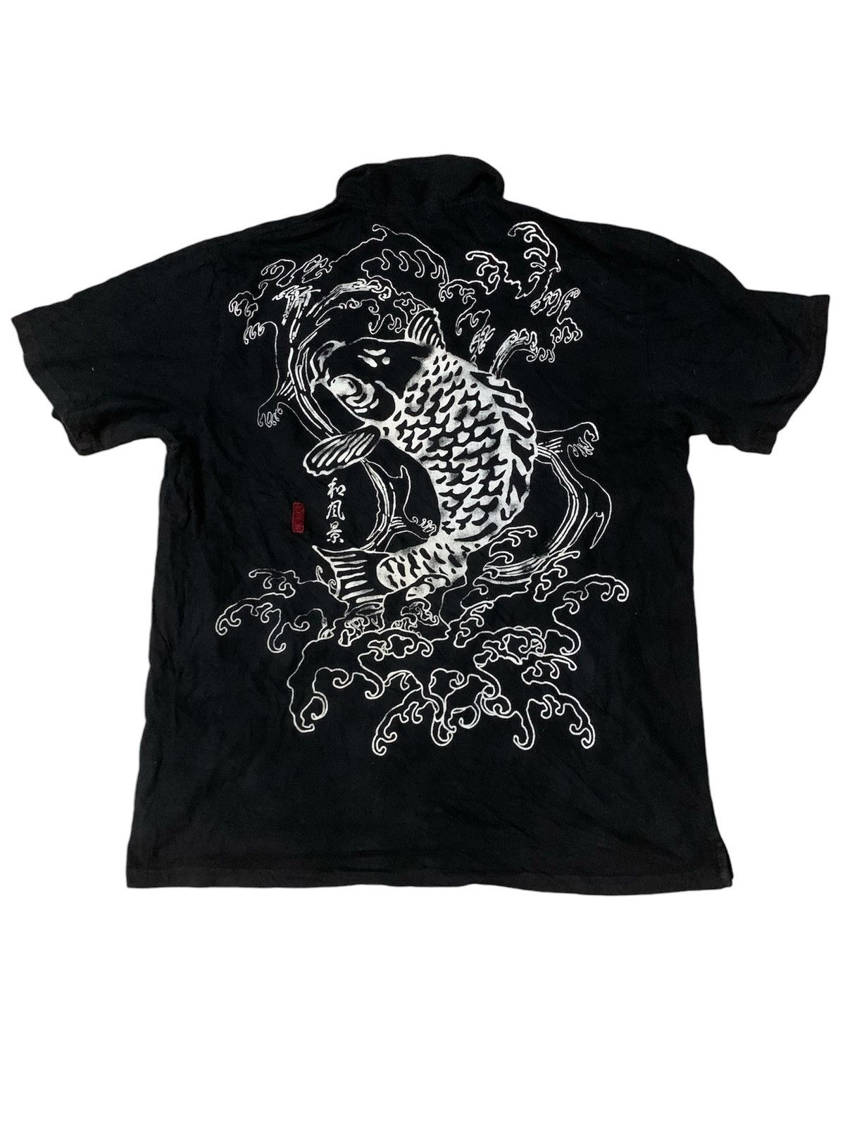 Art Comes First × Japanese Brand Sukajan Koi Fish Big Printed Polo Tee Size US XL / EU 56 / 4 - 2 Thumbnail