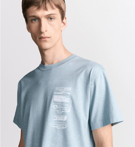 Dior o1w1db11025 513J69 Dior Archives Labels T-Shirt in Blue Size US L / EU 52-54 / 3 - 3 Thumbnail