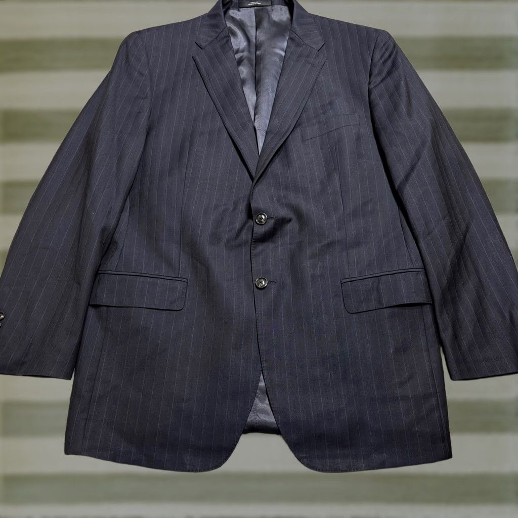 Ermenegildo Zegna Ermenegildo Zegna Trofeo Blazer Men’s 44L Navy Chalk Stripe Wool USA Blazer Mom/Men’s Regular Long Coat Jacket Vintage No Size 44R - 1 Thumbnail