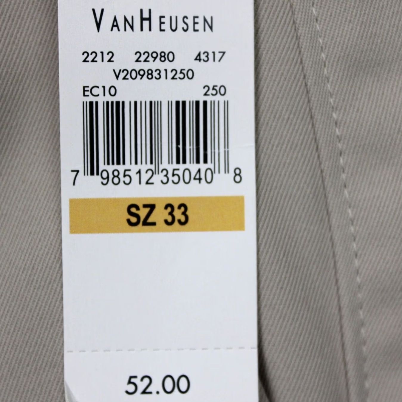 Van Heusen Van Heusen Men's 33 Beige 10" Traveler Stretch Classic Fit No Iron Flat Front Shorts NWT Casual Chino Pocket Logo Button Zipper Cotton Canvas Size US 33 - 5 Thumbnail