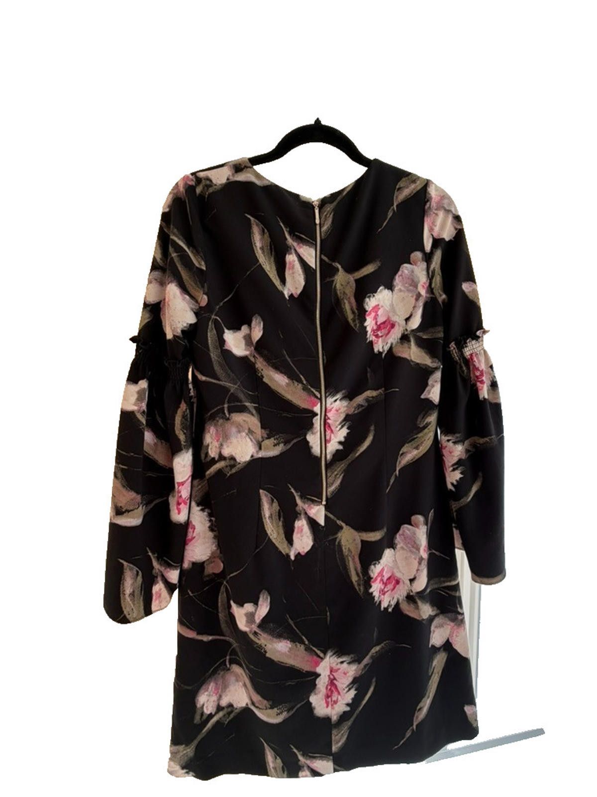 Other WHBM Black Pink Multi Color Floral Bell Sleeves Shift Dress Size S / US 4 / IT 40 - 8 Thumbnail