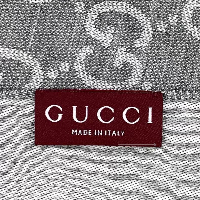 Gucci Gucci Gray logo jacquard full printed wool tassel scarf Size ONE SIZE - 7 Thumbnail