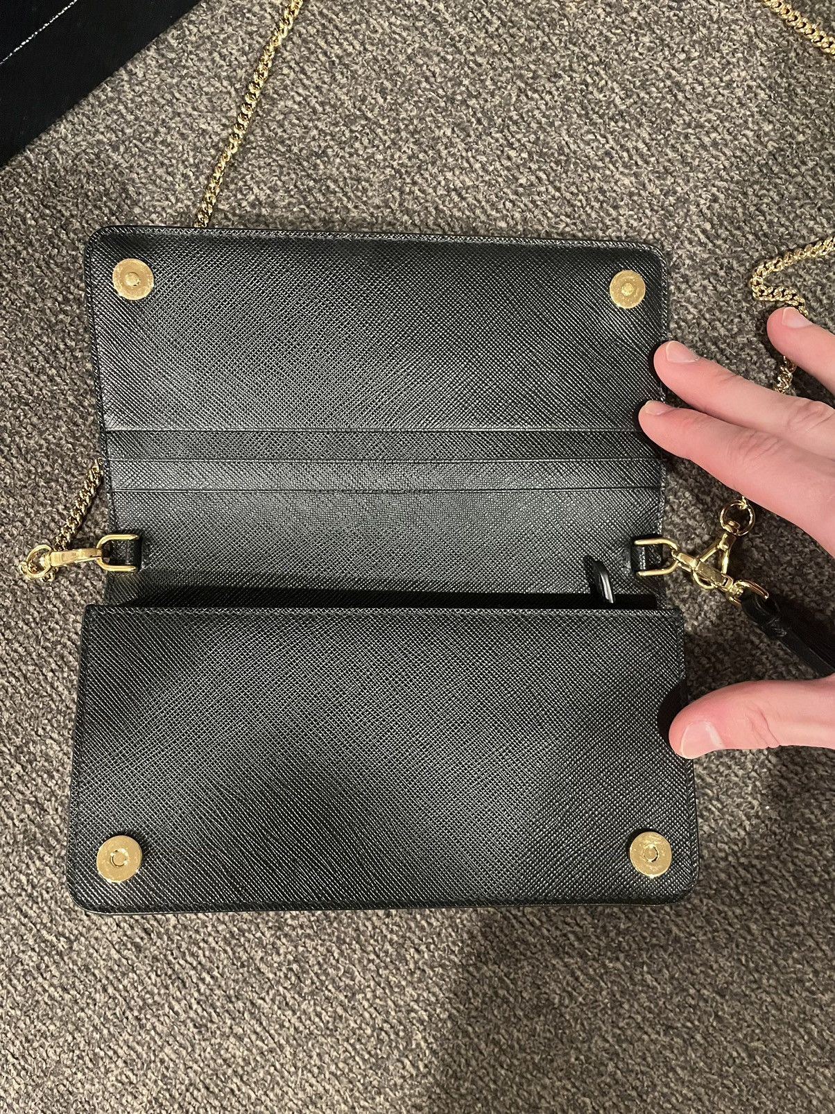 Prada Black Saffiano Leather Wallet On Chain Size ONE SIZE - 4 Thumbnail