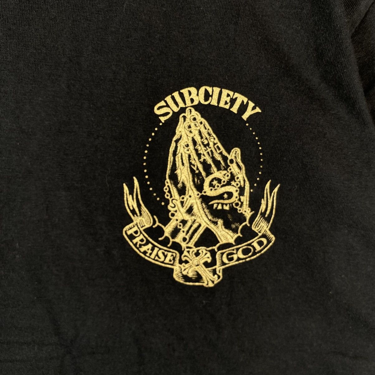 Vintage Japanese Streetwear SUBCIETY Praise God Graphic Tee Shirt Size US M / EU 48-50 / 2 - 5 Thumbnail