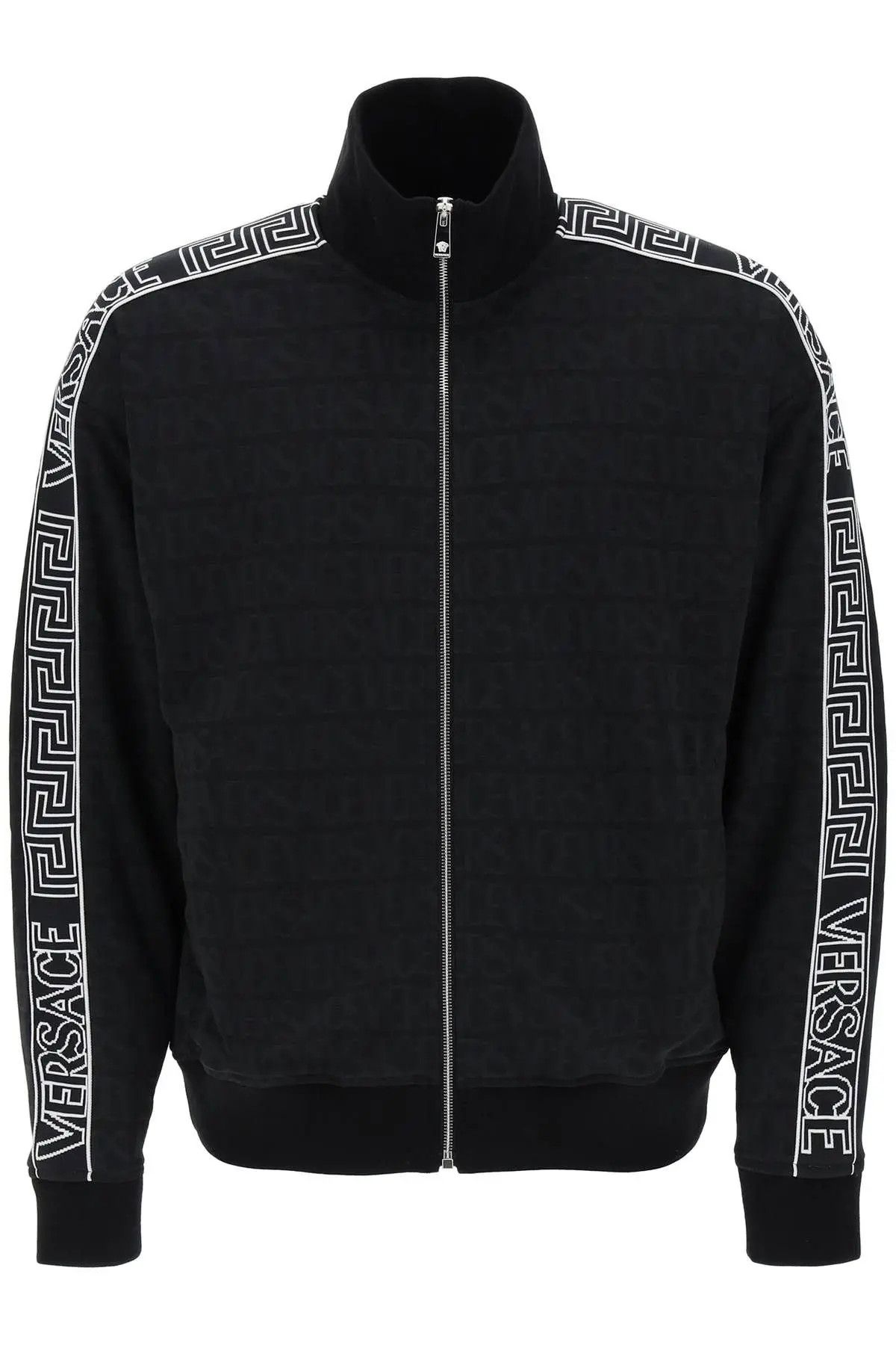 Image of O1S22I1N0124 Techno Versace Allover Track Sweatshirt Black, Men's (Size Small)