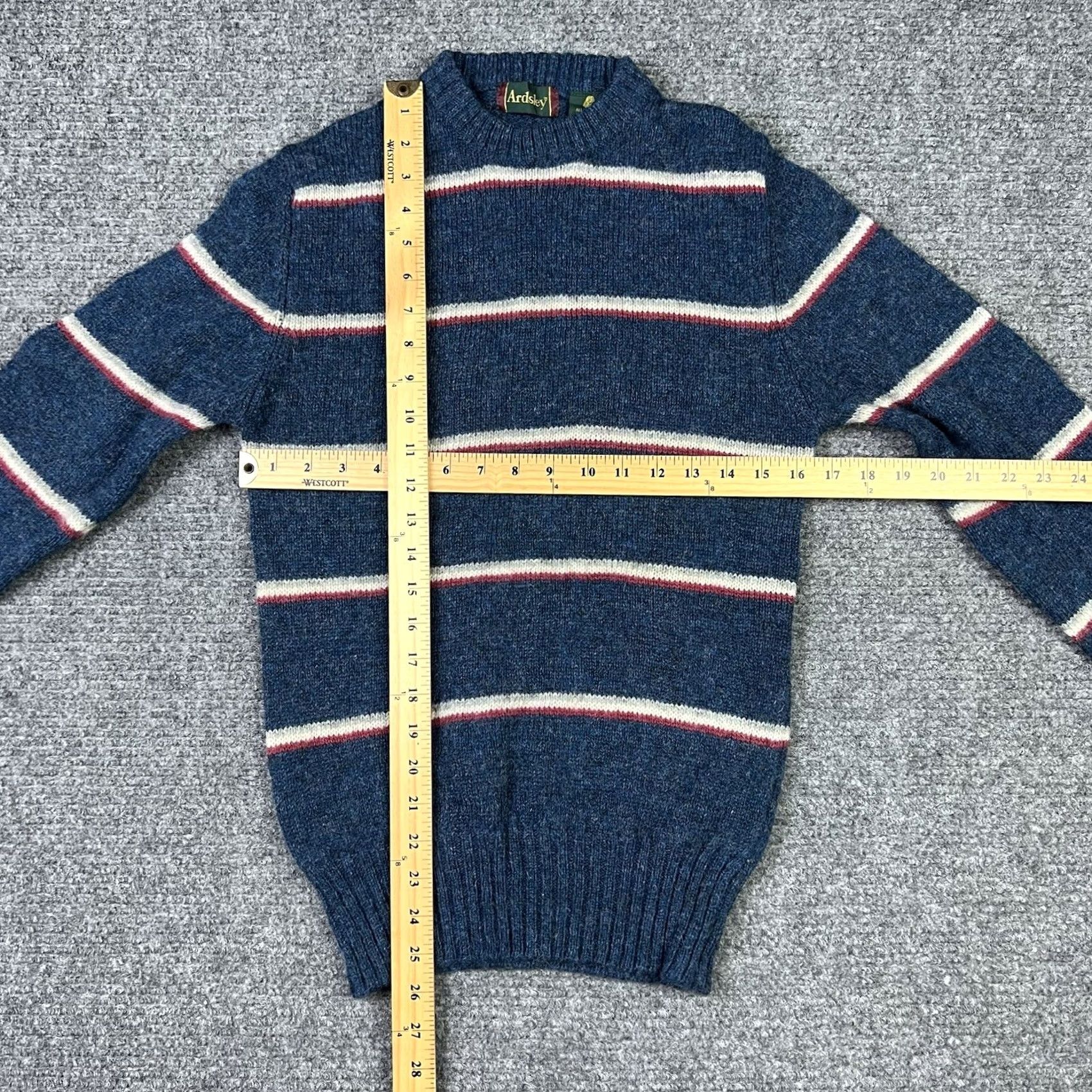 Vintage VINTAGE Ardsley Sweater Mens Small Blue Striped Wool 90s Crew Neck Knit All Pure Wool Size US S / EU 44-46 / 1 - 6 Thumbnail