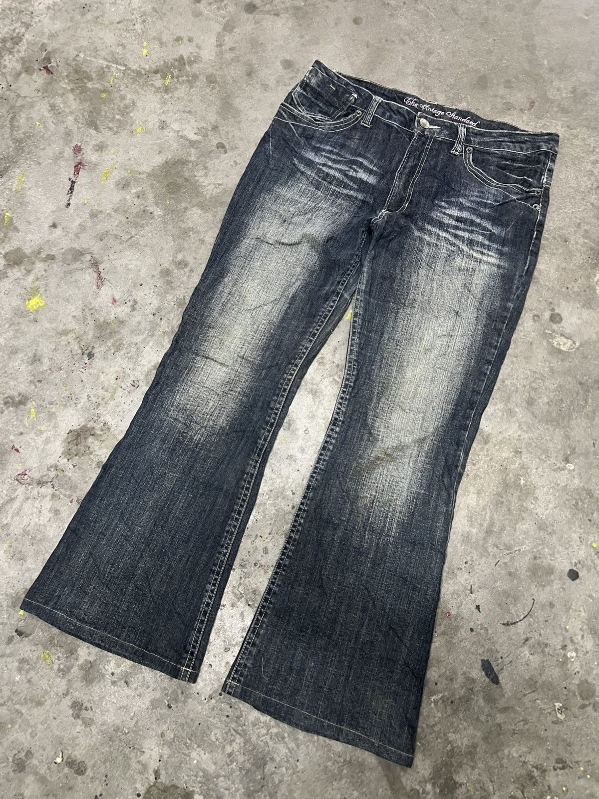 Designer × Japanese Brand × Vintage FLARED🔥UNKNOWN DISTRESSED DENIM PANT Size US 34 / EU 50 - 5 Thumbnail