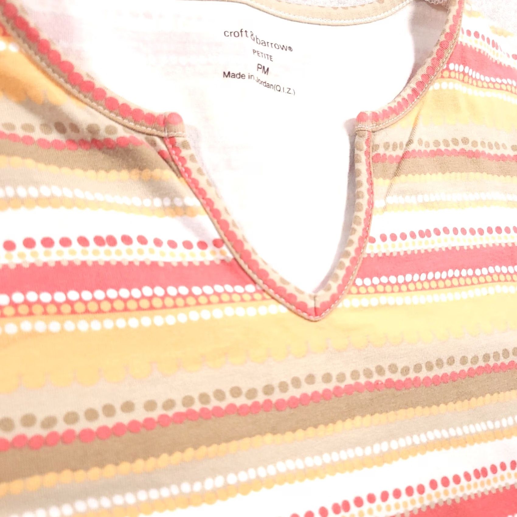 Croft & Barrow Croft & Barrow Shirt Womens PM Petite Short Sleeve V-Neck Stretch Stripe T-Shirt Multicolor Casual Size M / US 6-8 / IT 42-44 - 4 Thumbnail