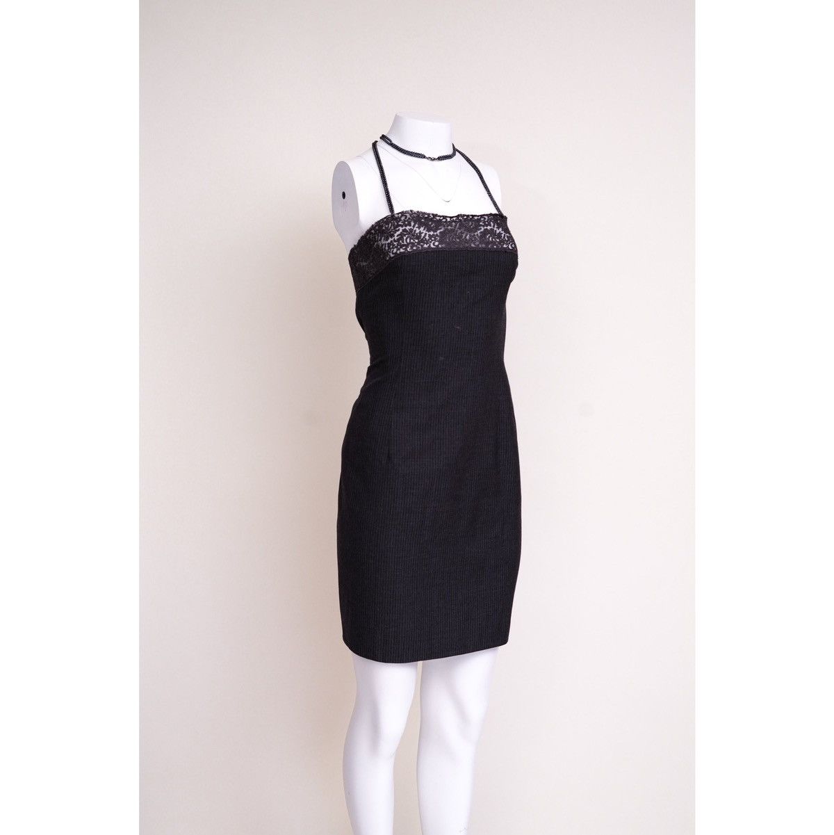 Dior Christian Dior F/W 1997 Charcoal Pearl Beaded-Strap Dress Size M / US 6-8 / IT 42-44 - 3 Thumbnail