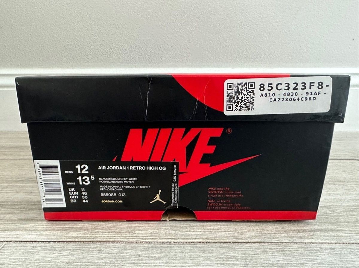 Jordan Brand Air Jordan 1 Retro High OG Shadow Black Grey White Sz 12 Size US 12 / EU 45 - 11 Thumbnail